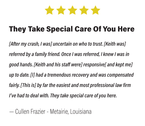 graphic of 5-star review from Metairie, Louisiana resident and client, Cullen