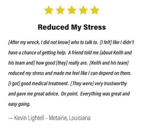graphic of 5-star review from Metairie, Louisiana resident and client, Kevin L.