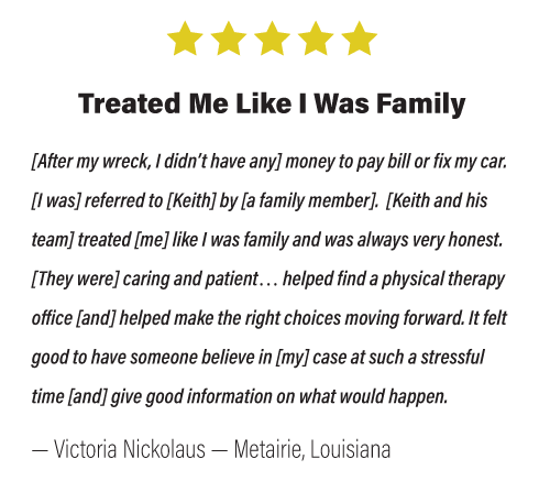 graphic of 5-star review from Metairie, Louisiana resident and client, Victoria
