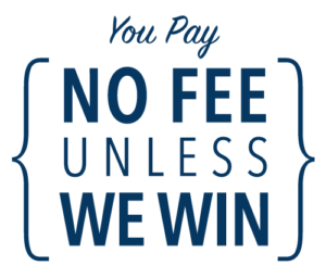 Graphic that says: you pay no fee unless we win