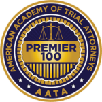 badge (award) for Premier 100 by the American Academy of Trial Attorneys (AATA)